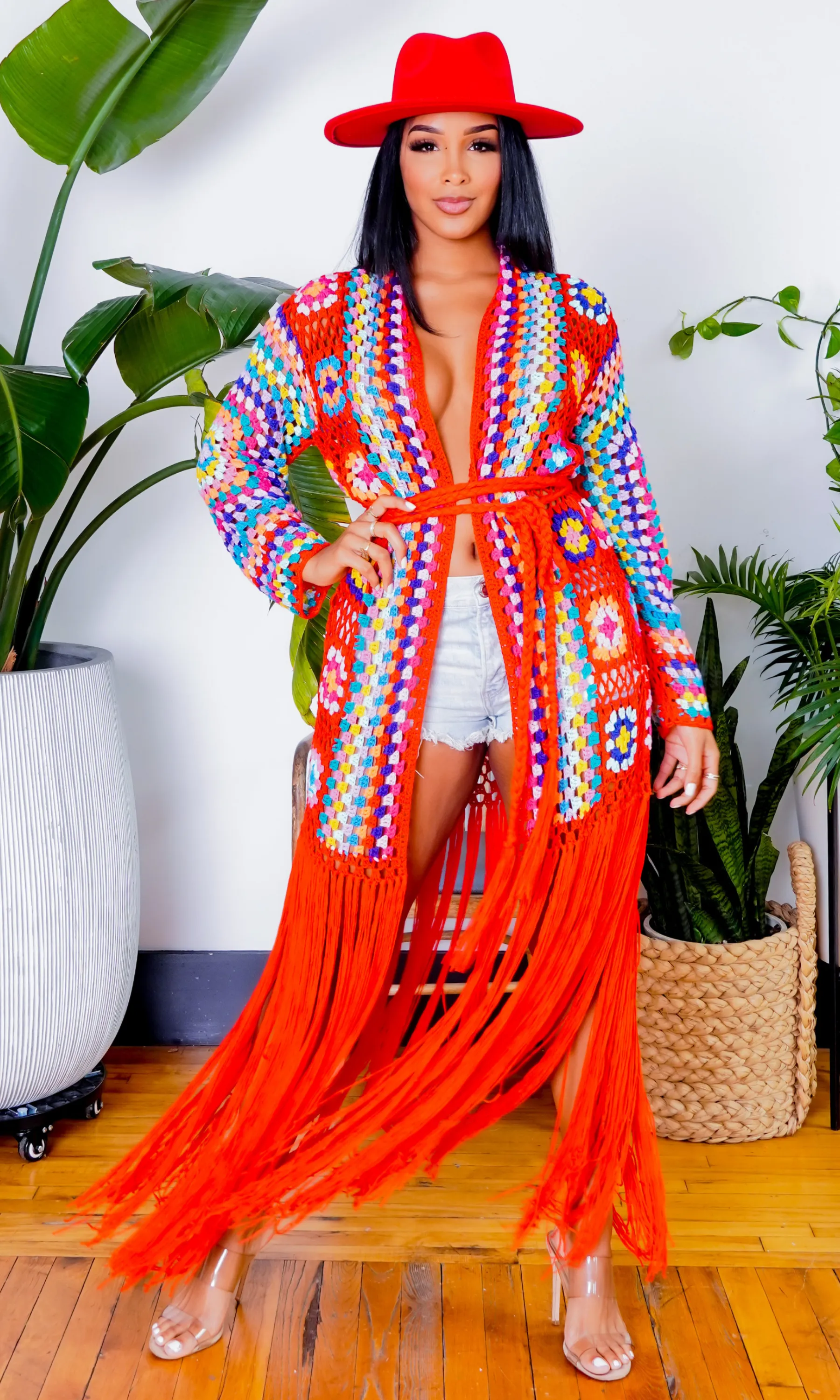 Hollywood | Fringe Crotchet Cardigan - Red FINAL SALE
