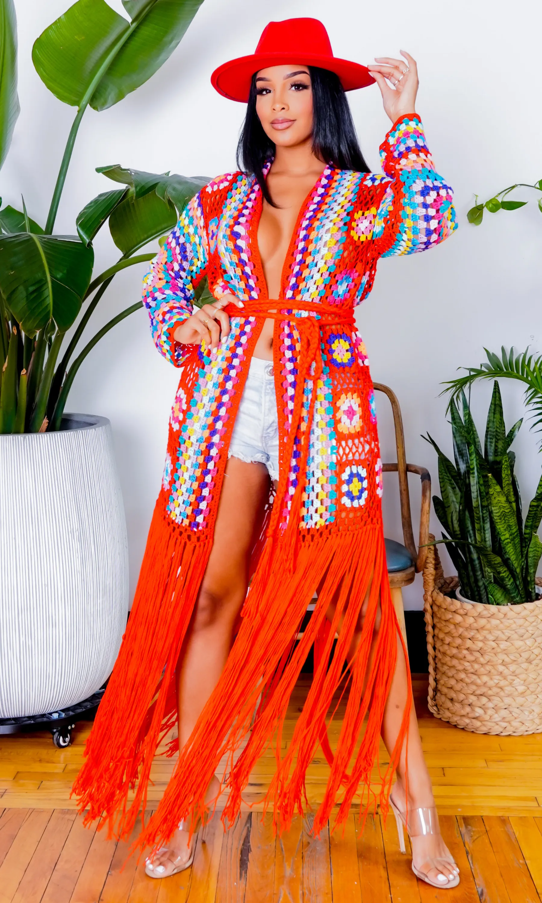 Hollywood | Fringe Crotchet Cardigan - Red FINAL SALE