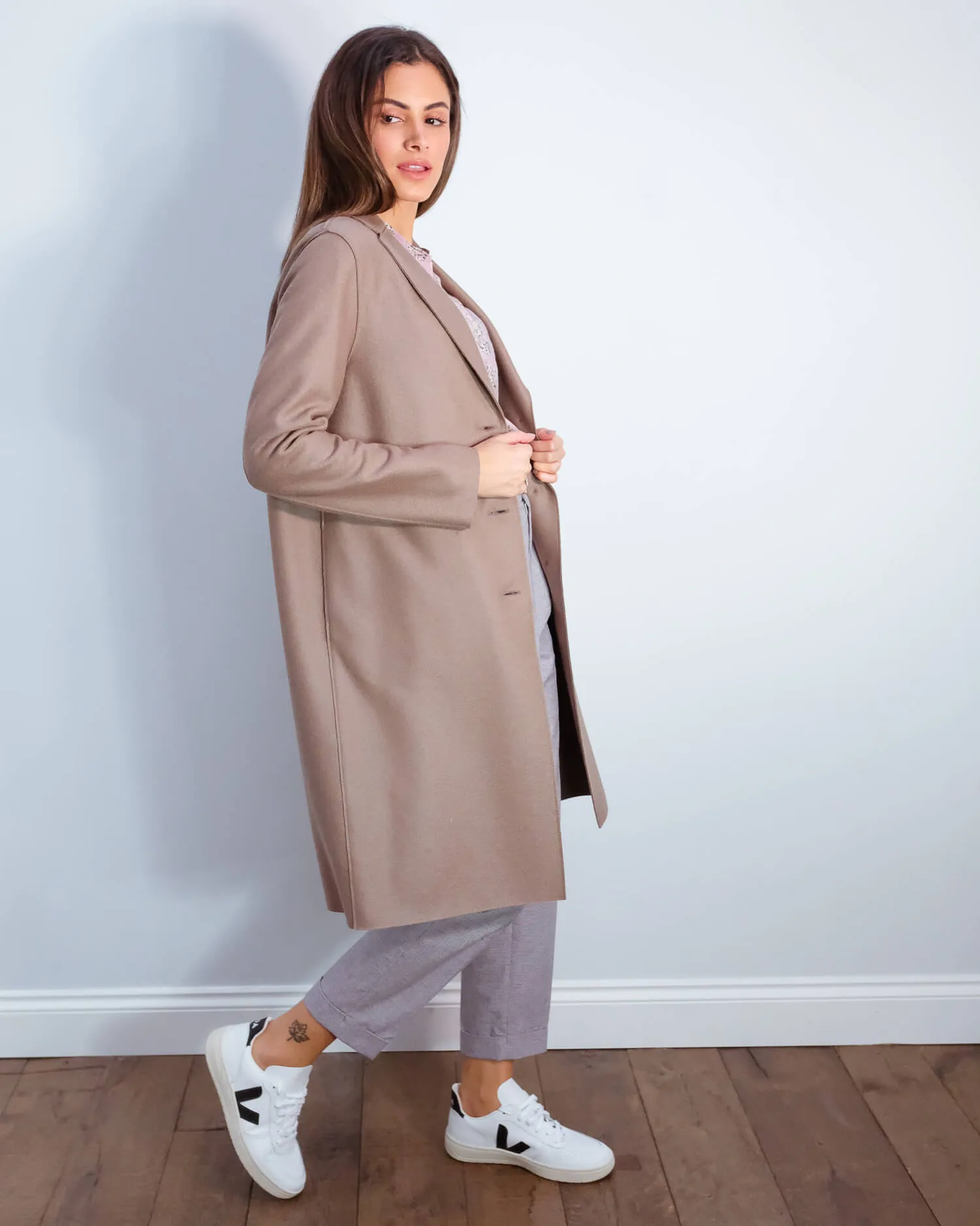 HWL Pressed wool overcoat in taupe