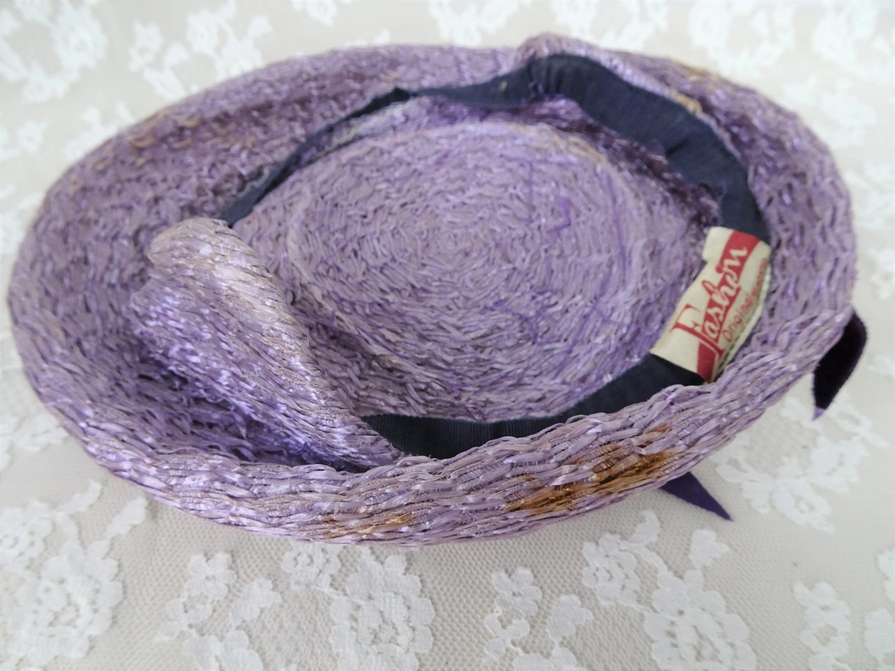 INCREDIBLE Vintage Hat, Lavender Purple, White Gray Silk Flowers, Millinery Flowers, Gorgeous Display, Collectible Vintage Hats