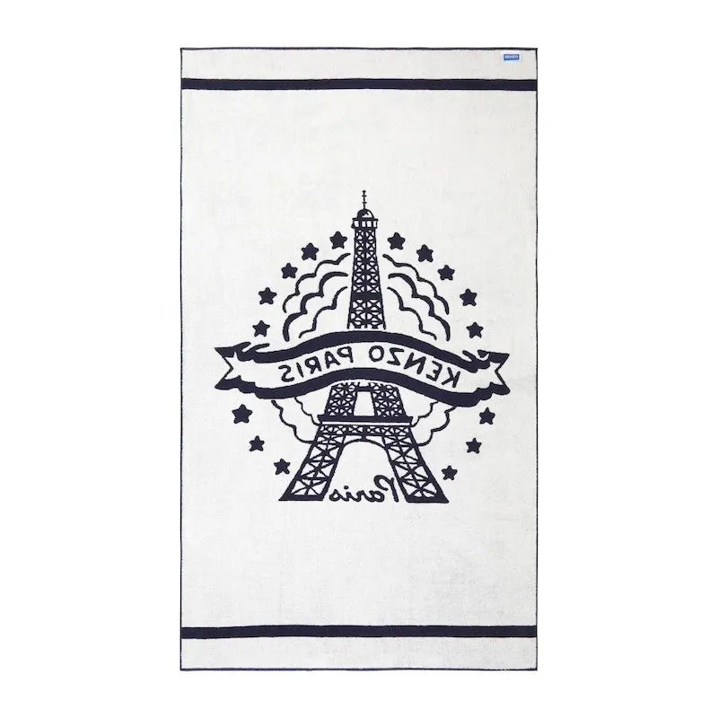 K Eiffel Navy Beach Towel by Kenzo Paris | Organic Cotton