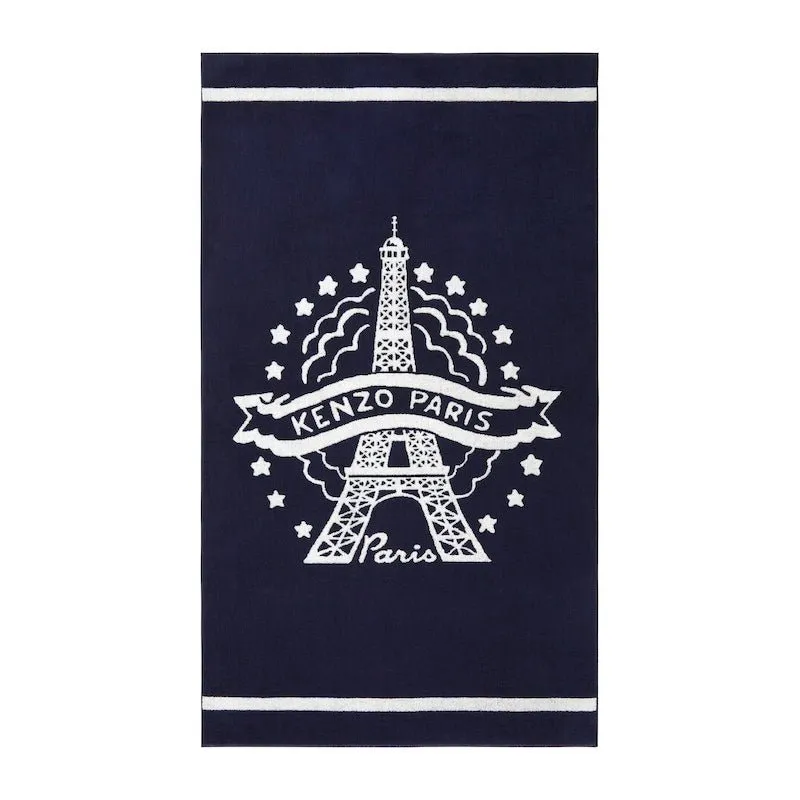 K Eiffel Navy Beach Towel by Kenzo Paris | Organic Cotton
