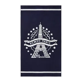 K Eiffel Navy Beach Towel by Kenzo Paris | Organic Cotton
