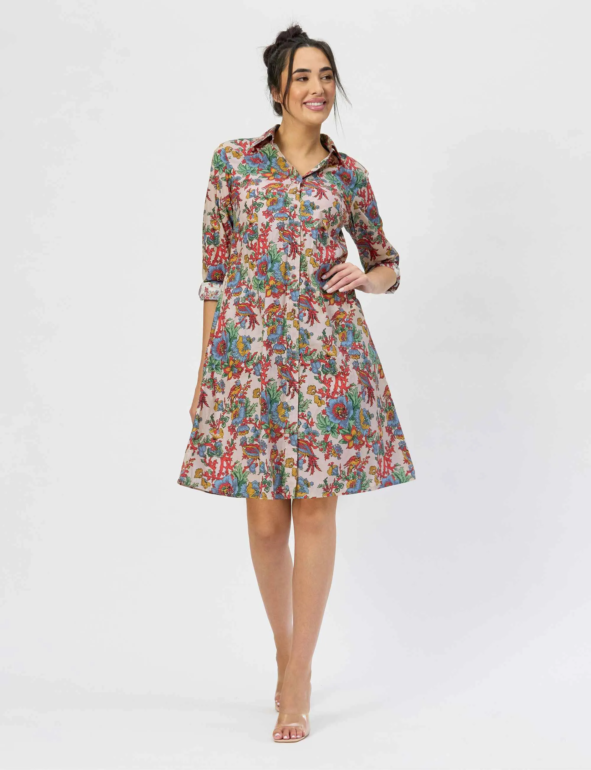 Kate 'Bird Of Paradise' 100% Cotton Shirtdress NEW ARRIVAL