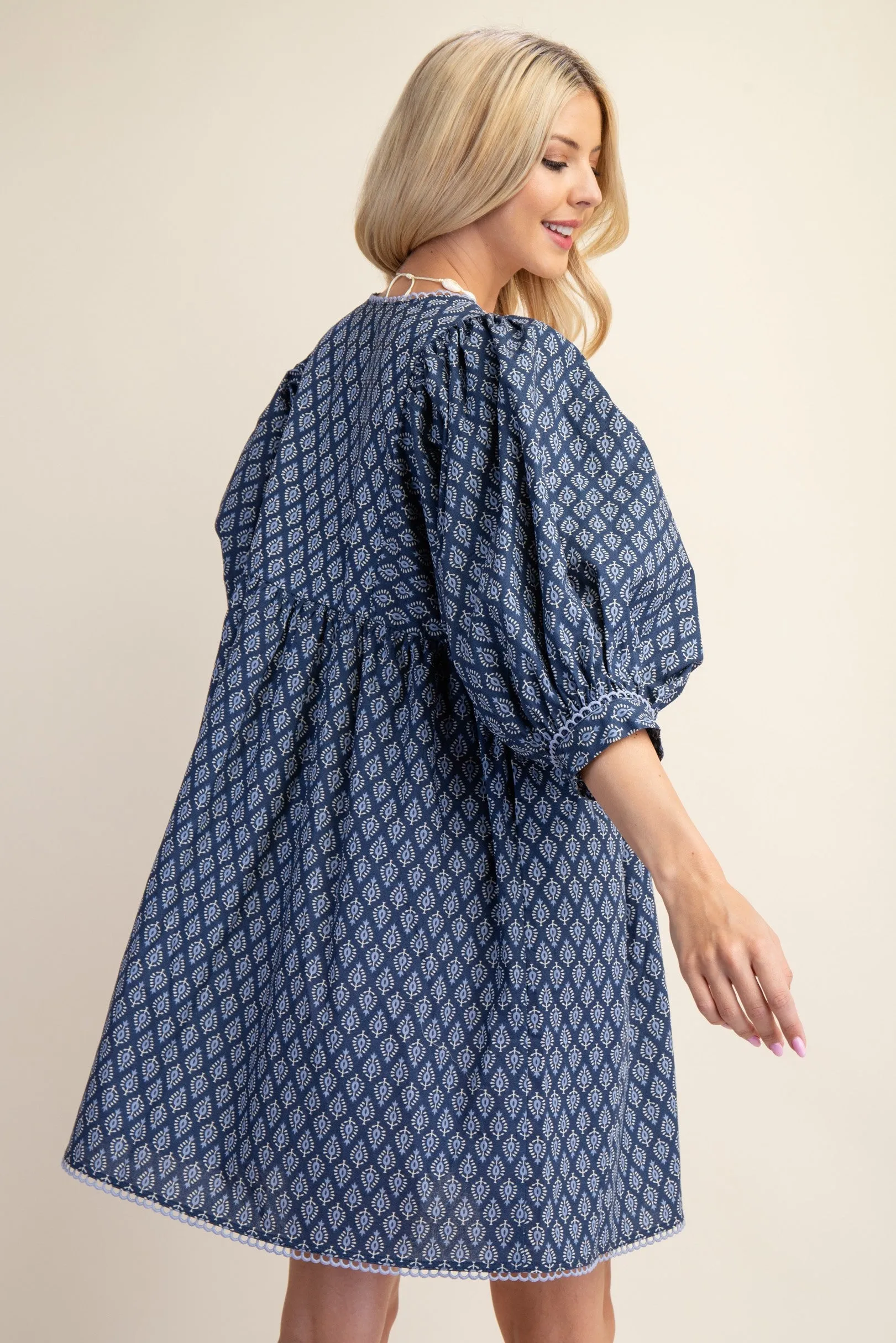 KATIE PRINTED MINI BABYDOLL DRESS