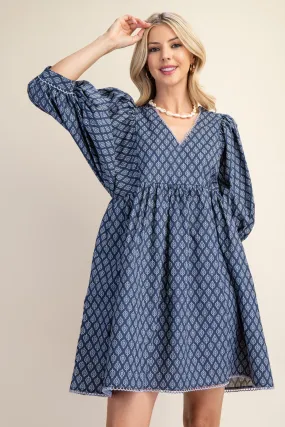 KATIE PRINTED MINI BABYDOLL DRESS