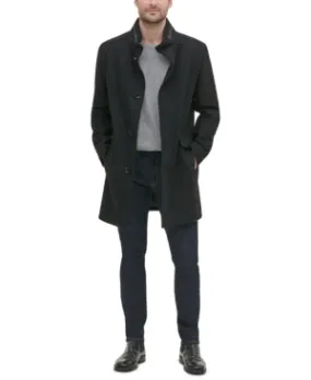 Kenneth Cole Mens Slim Fit Overcoat Coat XL Black Solid
