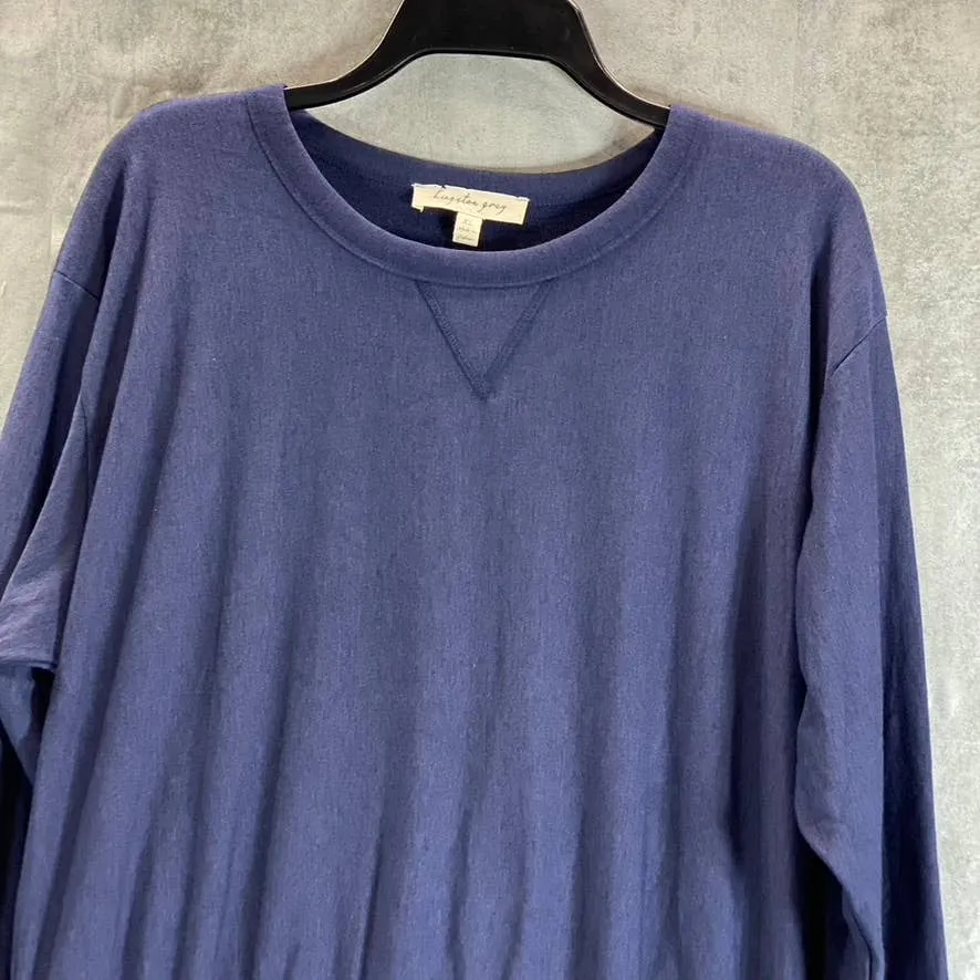 KINGSTON GREY Juniors' Navy Check Pleated Skirt Crewneck Mini Sweater Dress SZXL