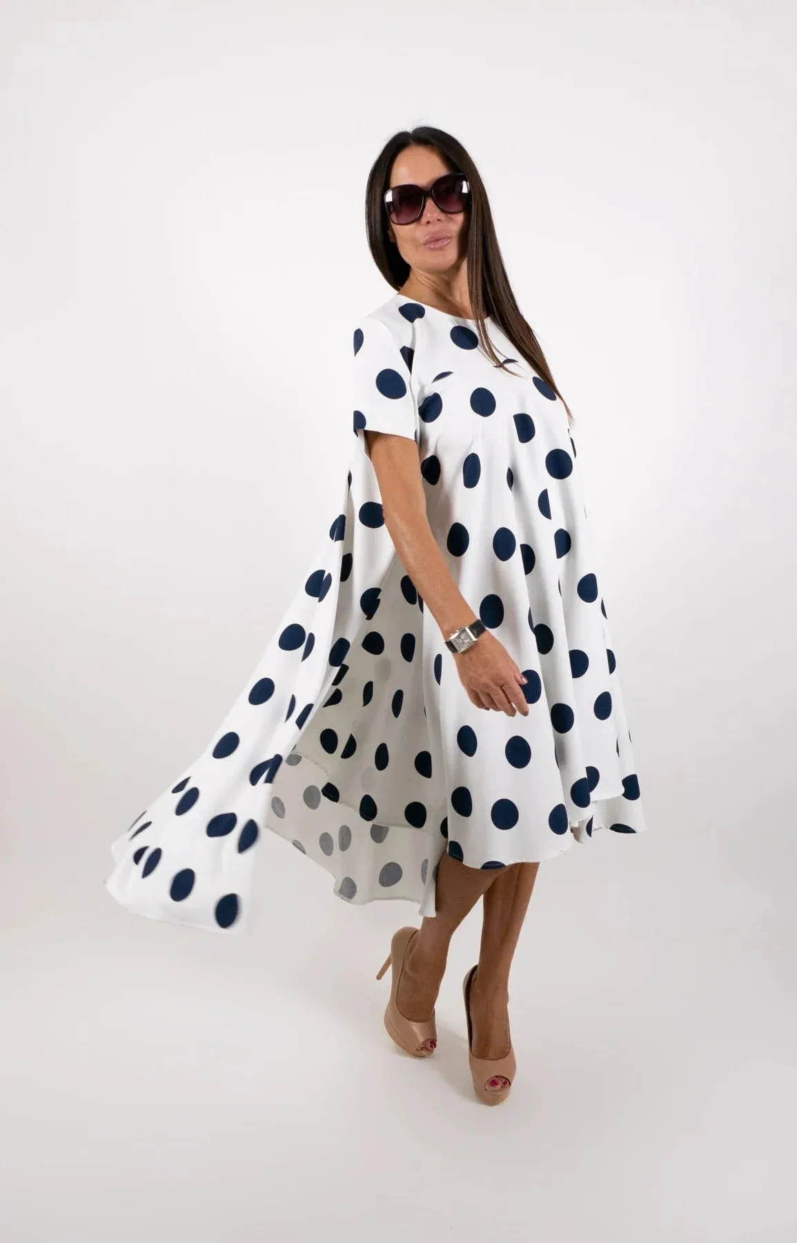 KOSARA Polka Dots Summer Dress