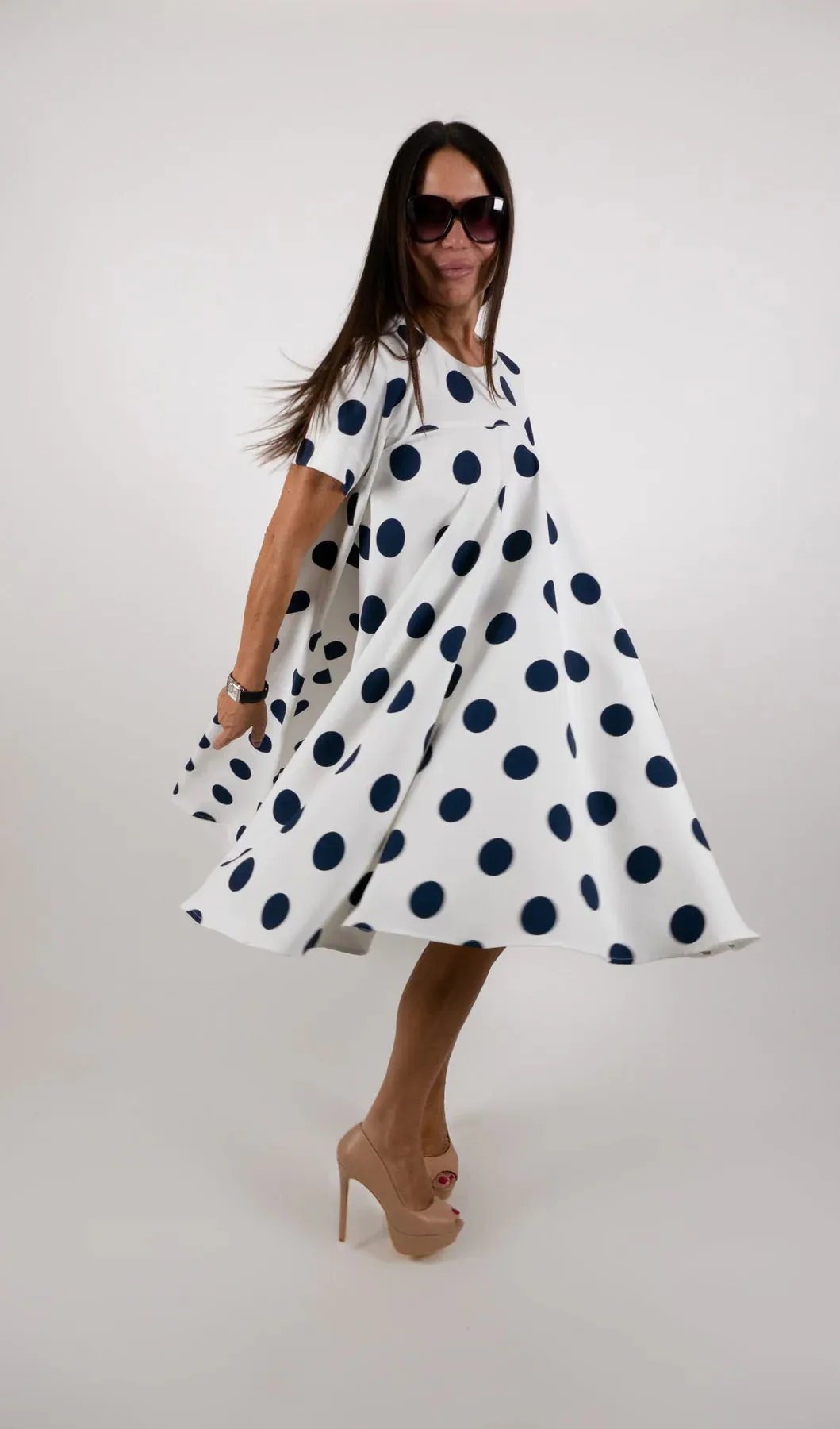 KOSARA Polka Dots Summer Dress
