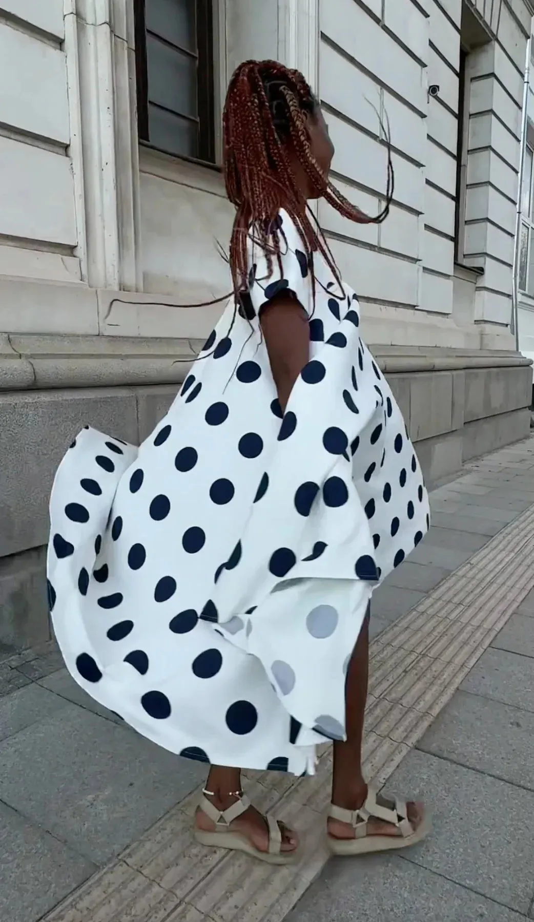 KOSARA Polka Dots Summer Dress