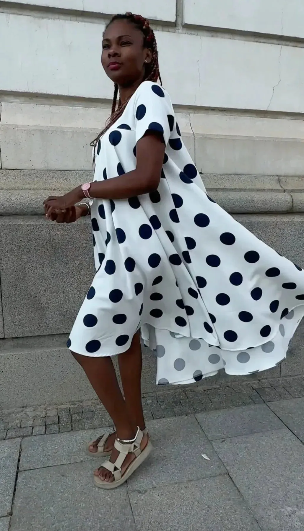 KOSARA Polka Dots Summer Dress