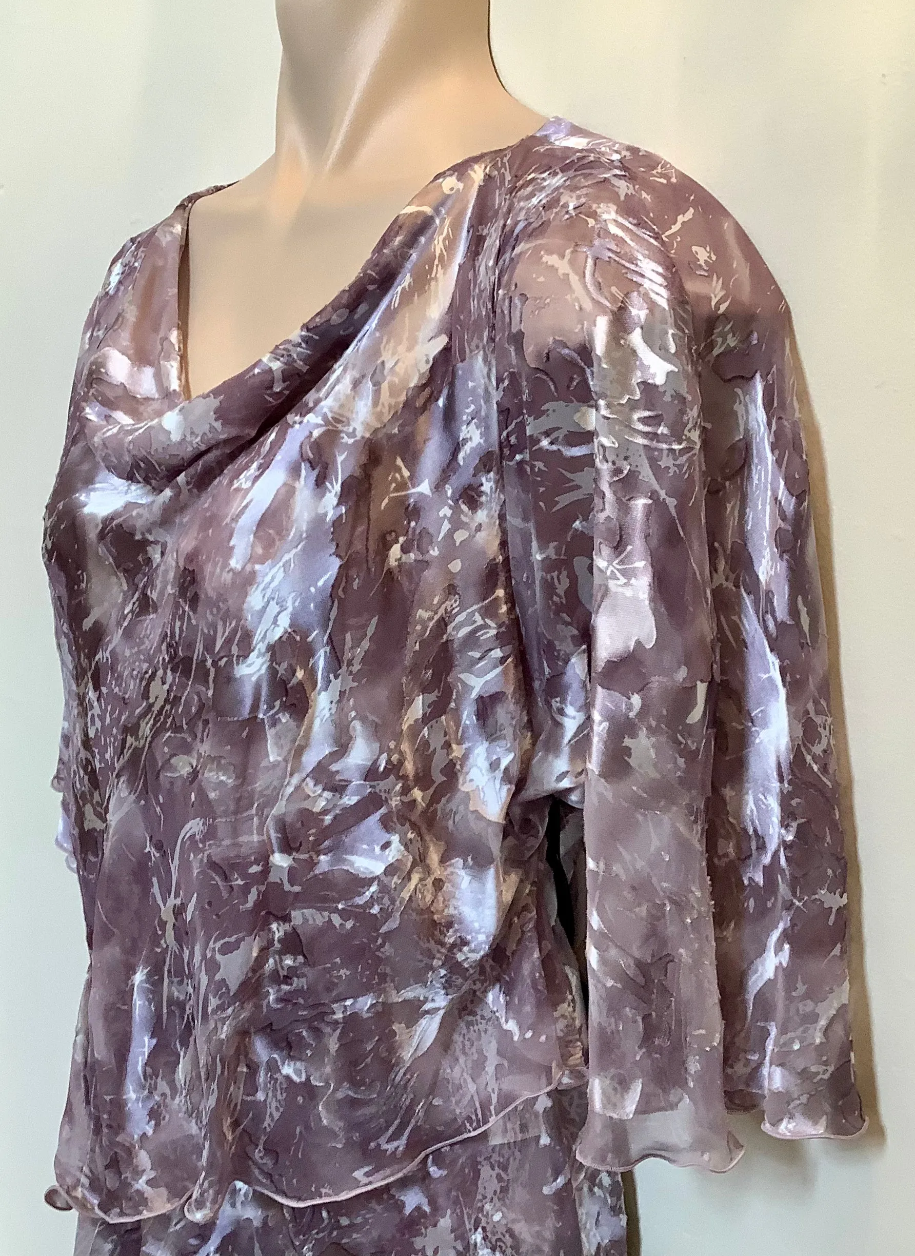 Layered Purple Top and Skirt Silk Set - Allison