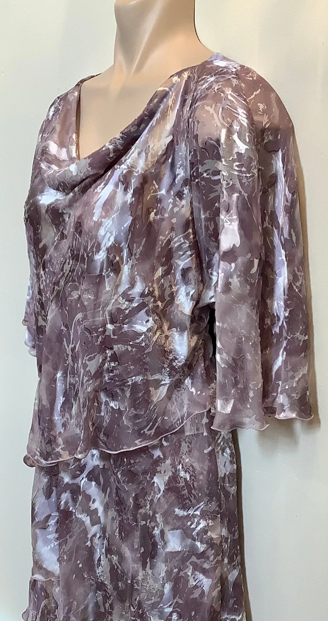 Layered Purple Top and Skirt Silk Set - Allison