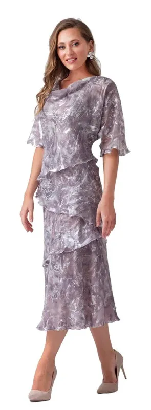Layered Purple Top and Skirt Silk Set - Allison