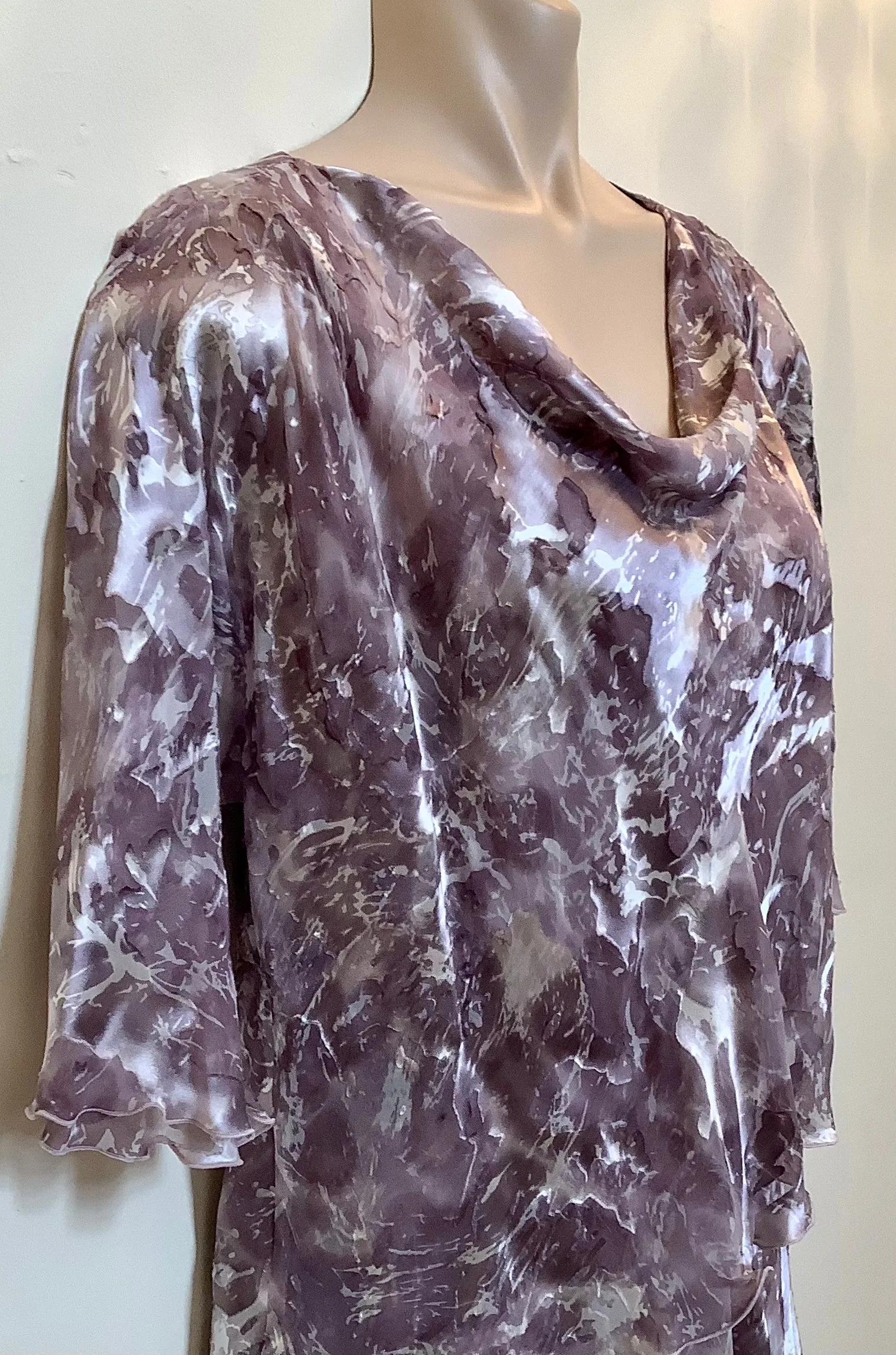 Layered Purple Top and Skirt Silk Set - Allison
