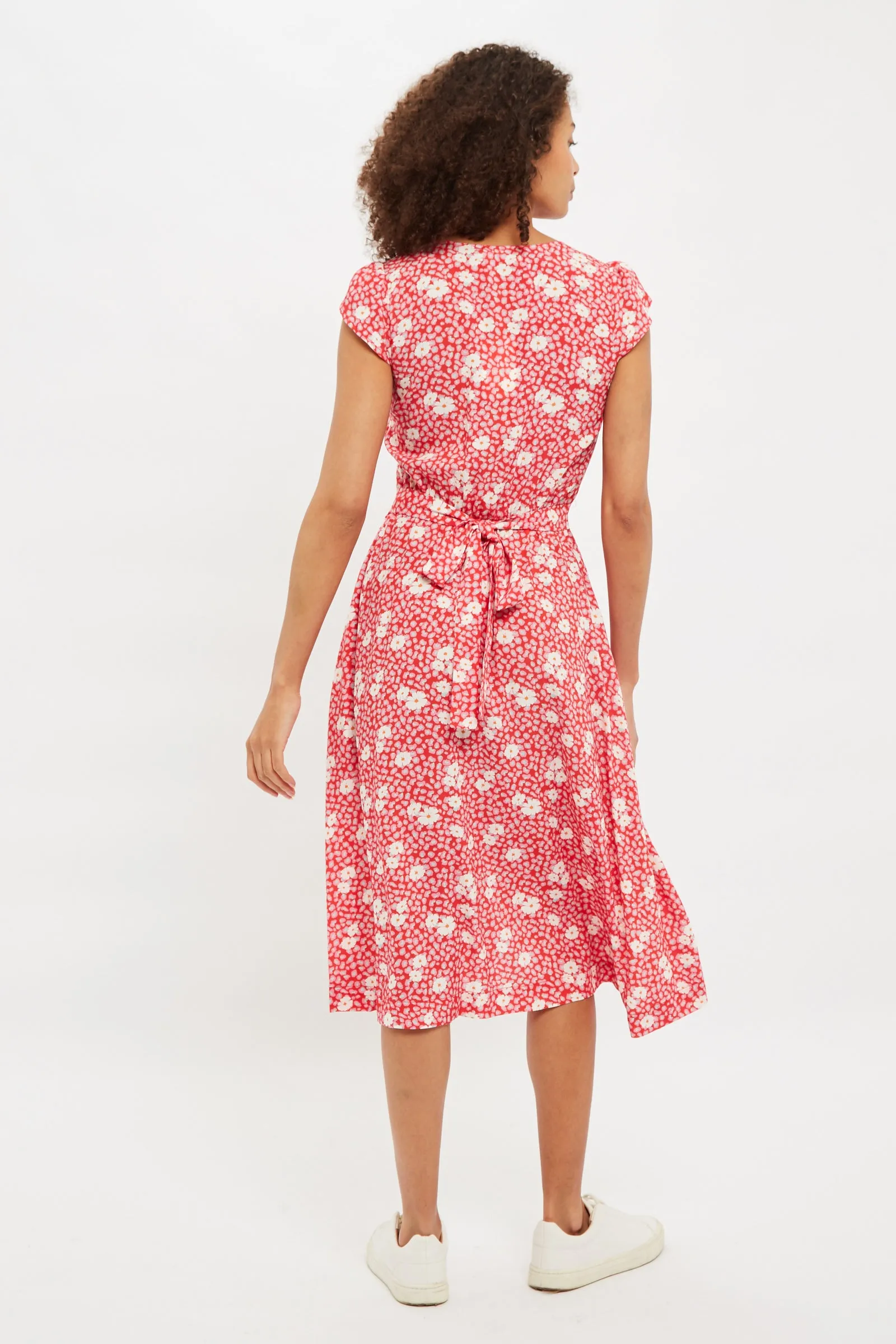 Lilia Roaring Daisy Petal Sleeve Midi Tea Dress