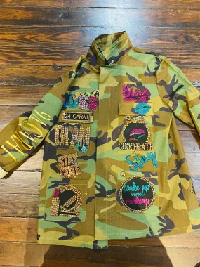 Makeup Poppin CAMOUFLAGE BLING Patchwork JACKET