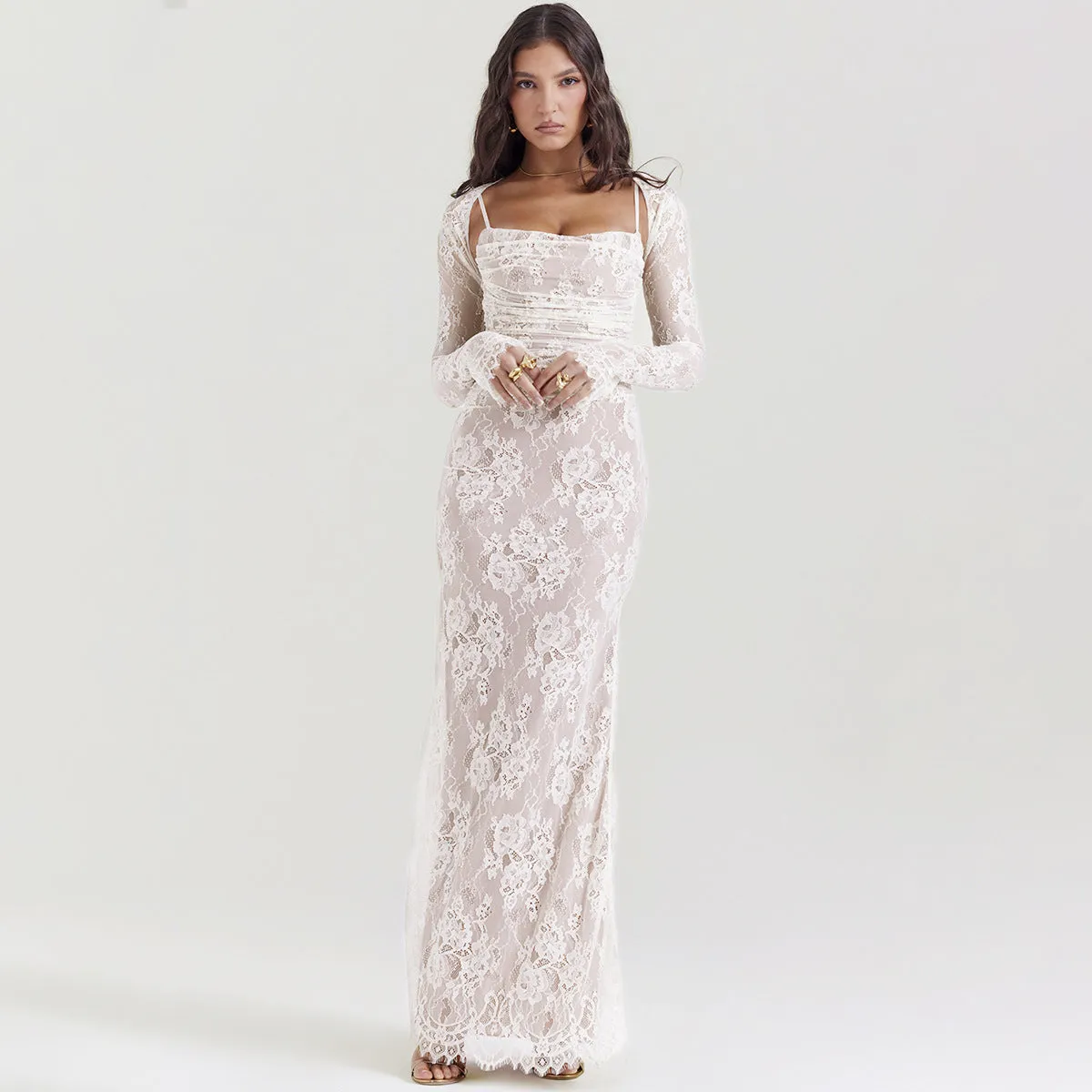 Maria Lace Print Maxi Dress