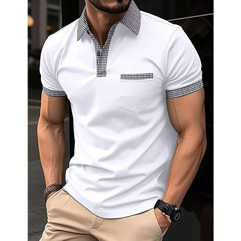 Men's Casual Short Sleeve Polo Shirt-Summer Stand Collar Polo