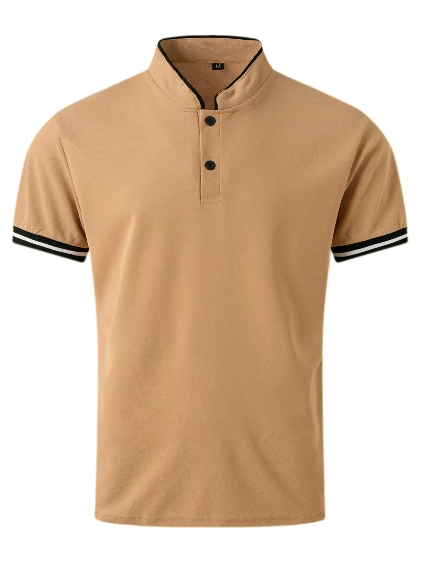 Men's Casual Short Sleeve Polo Shirt-Summer Stand Collar Polo