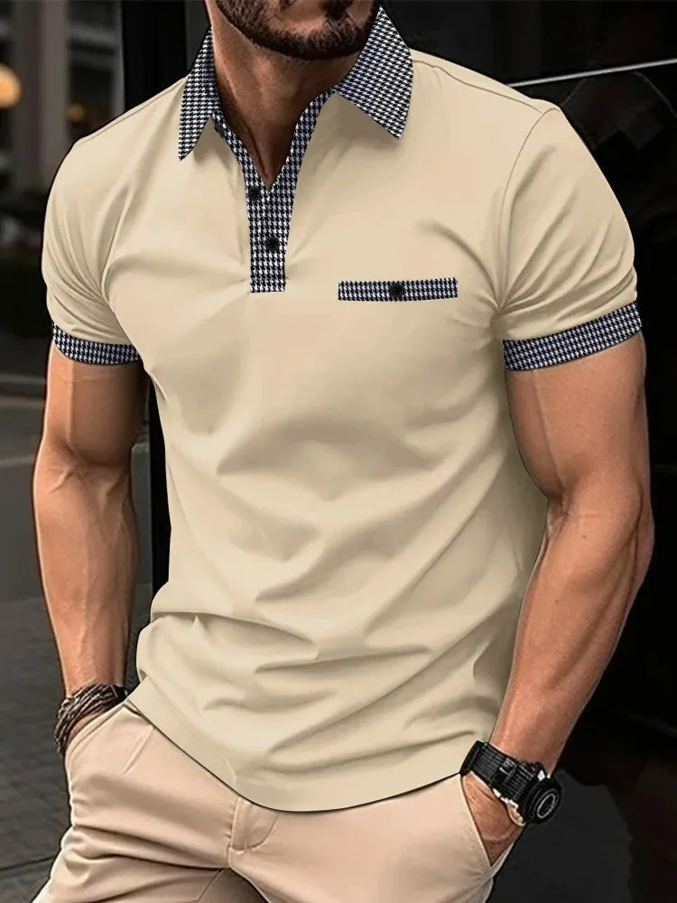 Men's Casual Short Sleeve Polo Shirt-Summer Stand Collar Polo