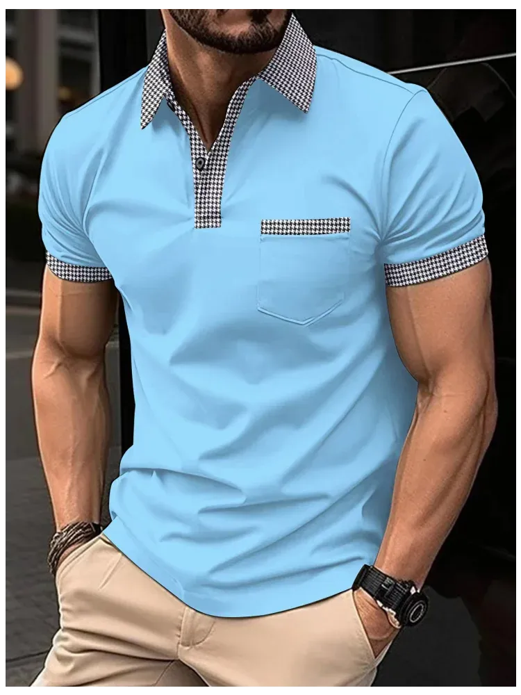 Men's Casual Short Sleeve Polo Shirt-Summer Stand Collar Polo