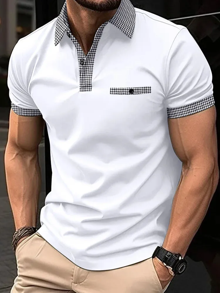 Men's Casual Short Sleeve Polo Shirt-Summer Stand Collar Polo