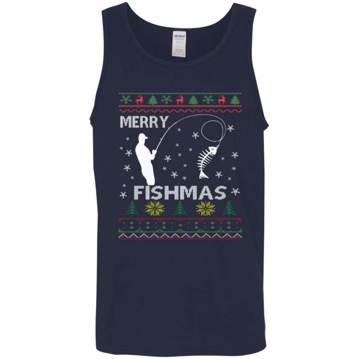 Merry Fishmas Ugly Christmas Men Tank Top