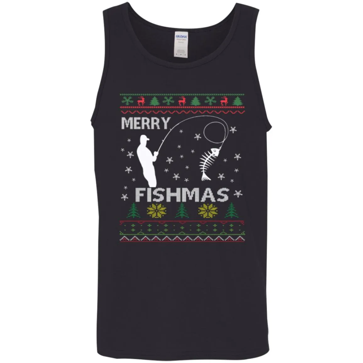 Merry Fishmas Ugly Christmas Men Tank Top