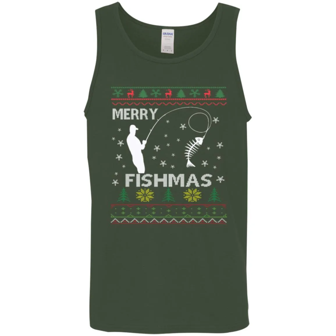 Merry Fishmas Ugly Christmas Men Tank Top