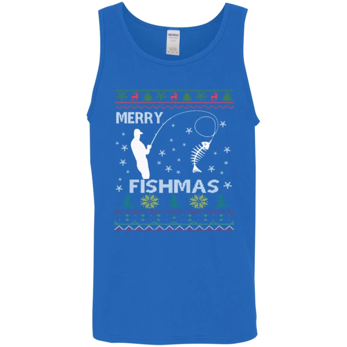 Merry Fishmas Ugly Christmas Men Tank Top