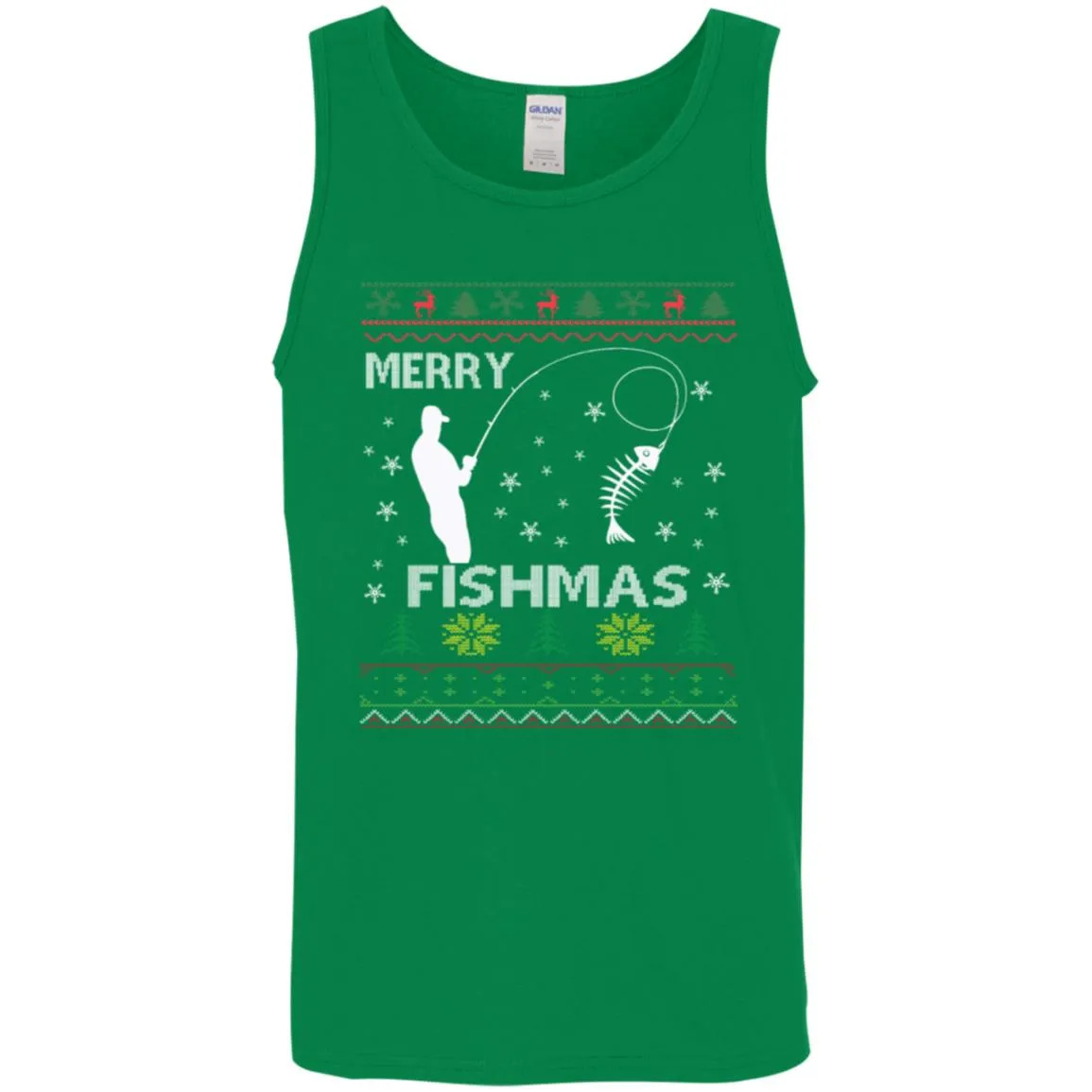 Merry Fishmas Ugly Christmas Men Tank Top