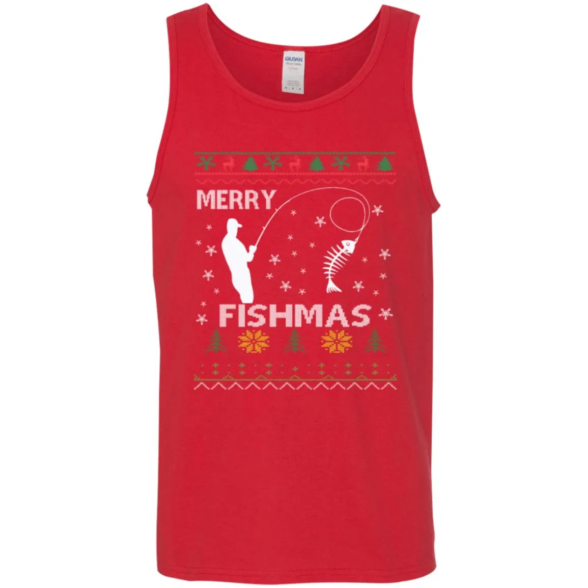 Merry Fishmas Ugly Christmas Men Tank Top