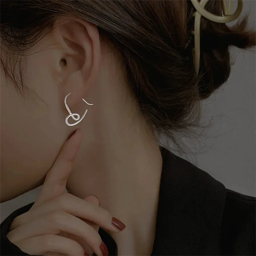Metal Heart Golden Silver Color Hollow Love Romantic Twist Earring
