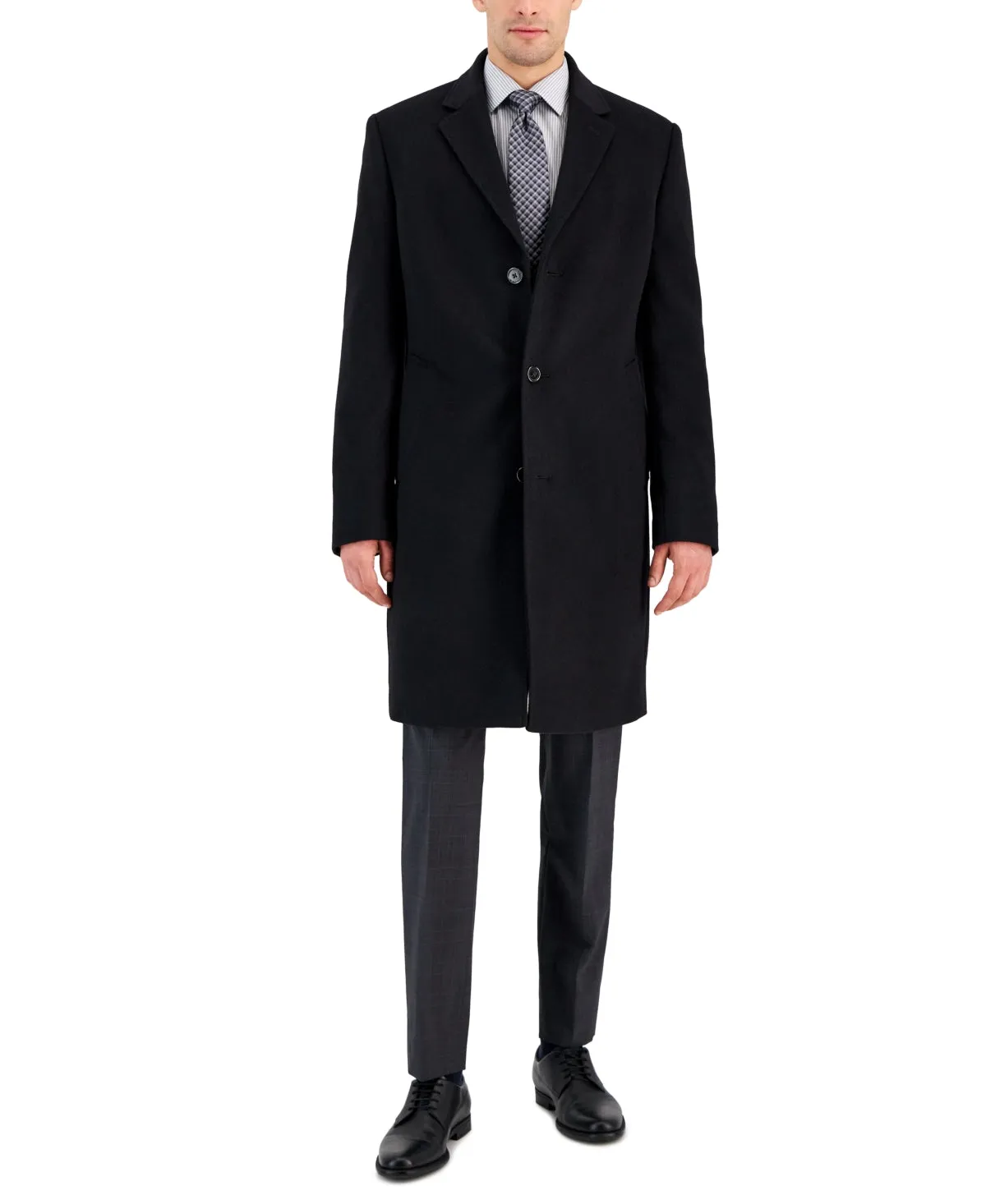 Michael Kors Mens Classic fit Overcoat Coat 40 L Black Solid