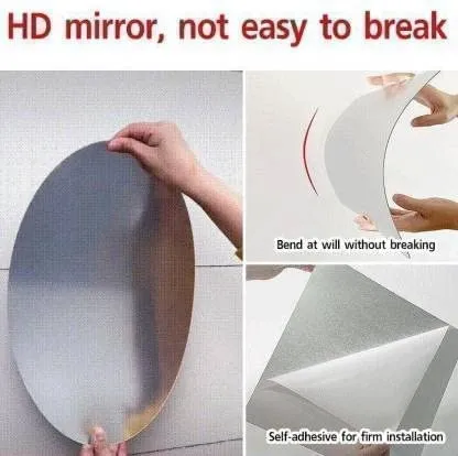 NAKODA FASHION Flexible Mirror Sheets Self-Adhesive Plastic Mirror Tiles Non-Glass Mirror Stickers for Home Decoration-30 * 45