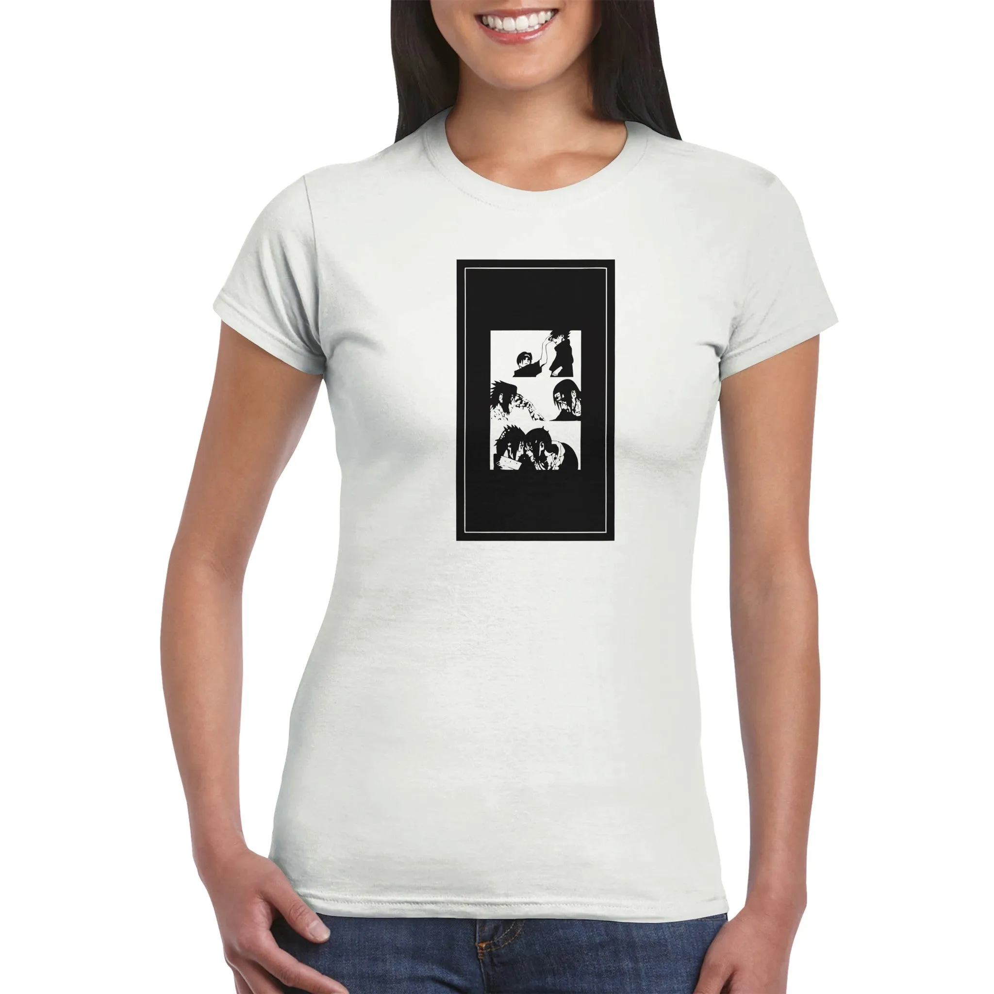 Naruto Kvinde T-shirt - Naruto Artwork 1 Stripe - Classic Kvinde Crewneck T-shirt