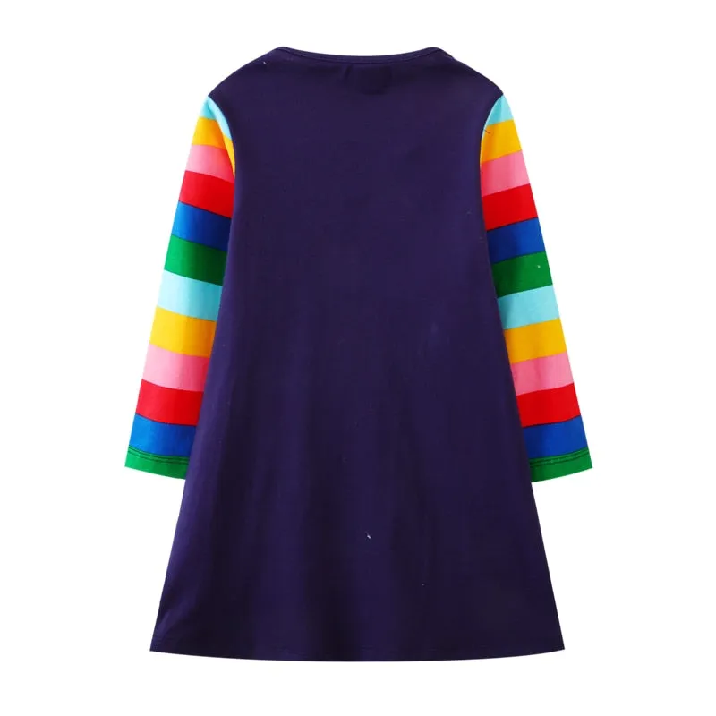 Navy Rainbow Dress (3-10 Yrs)