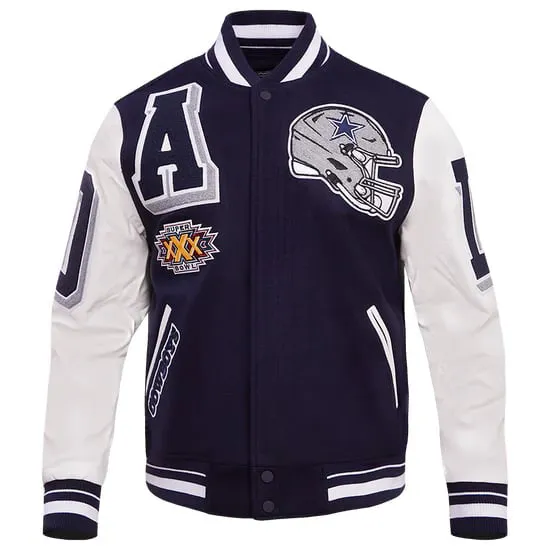 NFL DALLAS COWBOYS RIBBED WOOL VARSITY JACKET | NFL LEATHER JACKET