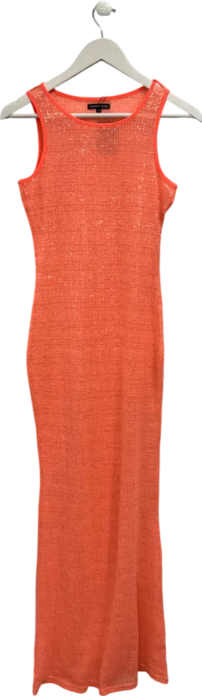Noughts & Kisses Orange Cinzia Sheer Maxi Dress UK S