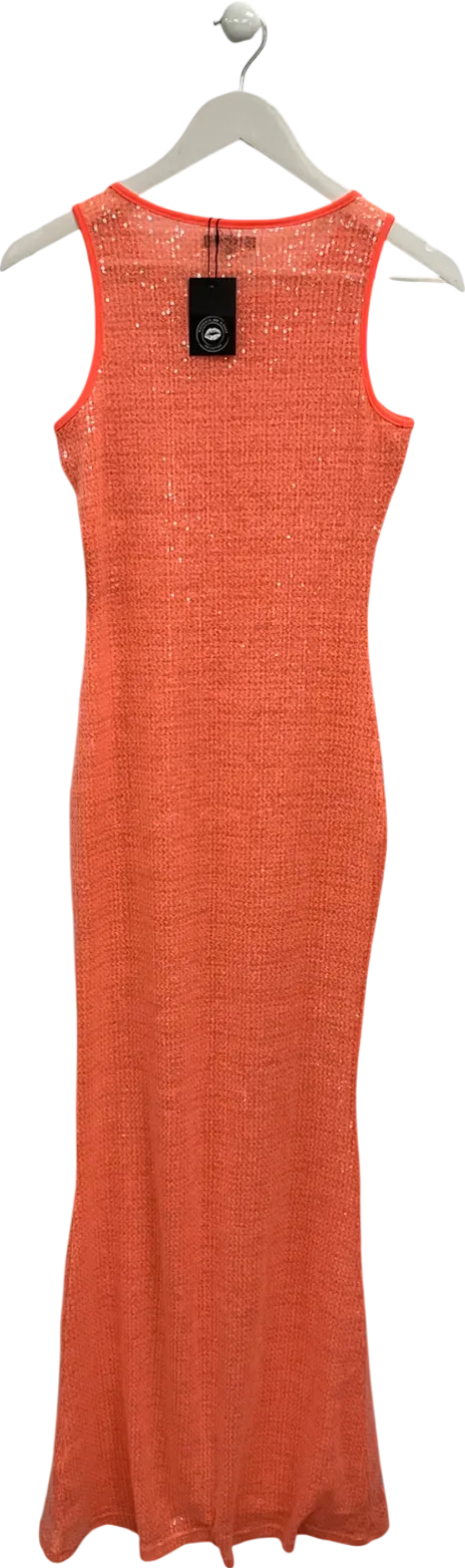 Noughts & Kisses Orange Cinzia Sheer Maxi Dress UK S