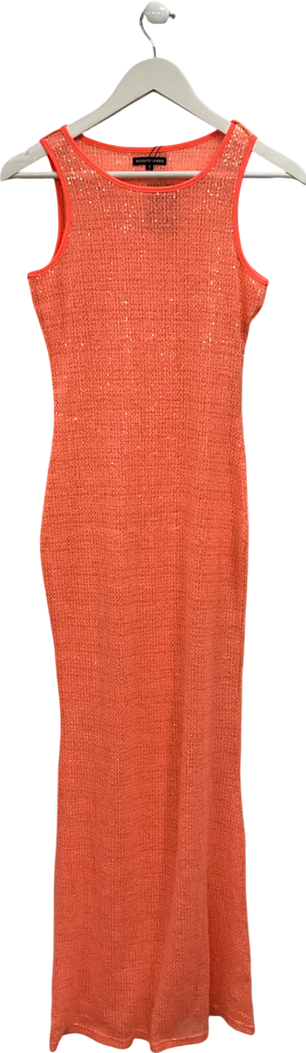 Noughts & Kisses Orange Cinzia Sheer Maxi Dress UK S