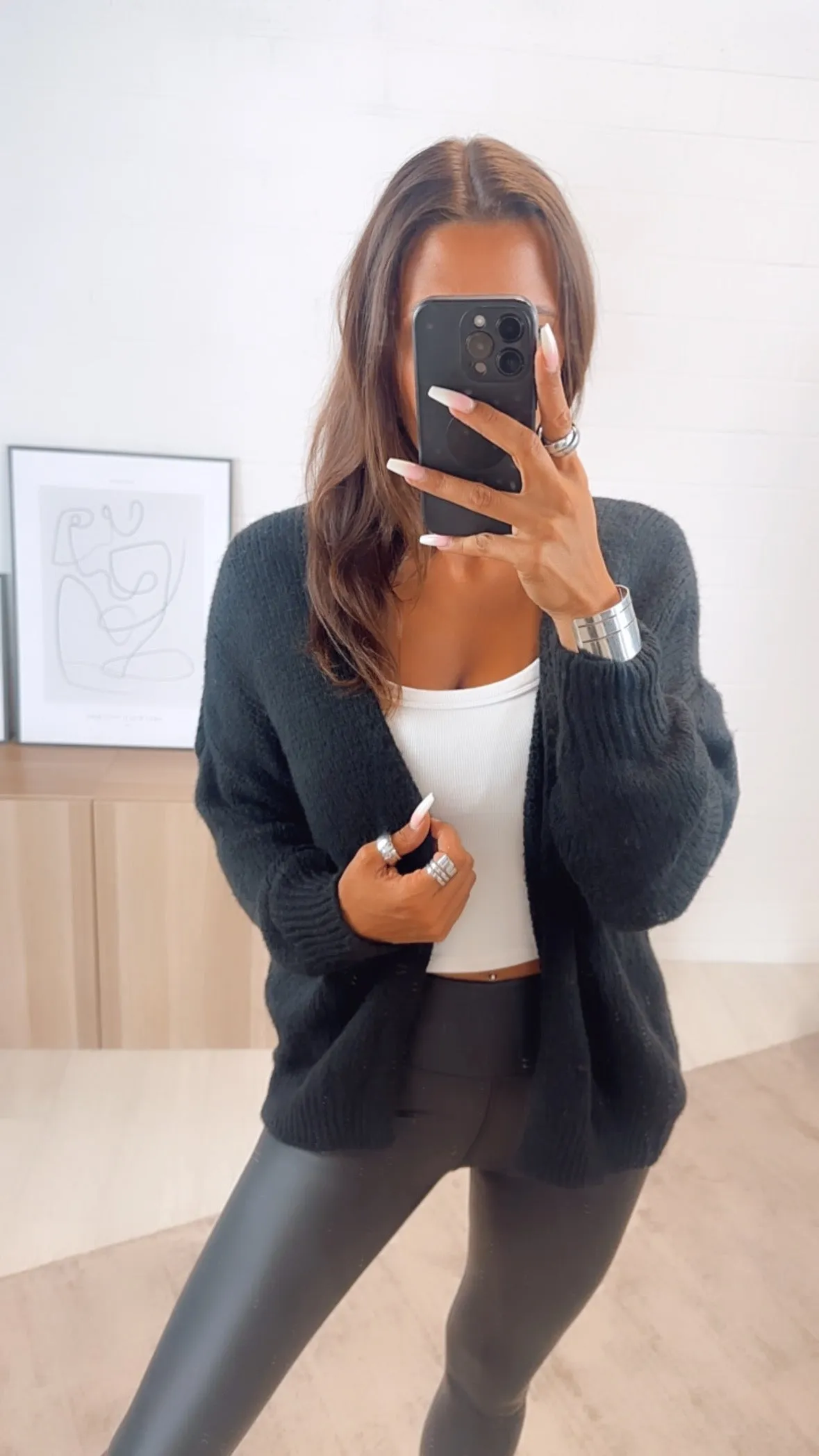 Offener Strick Cardigan / schwarz Art. 7069