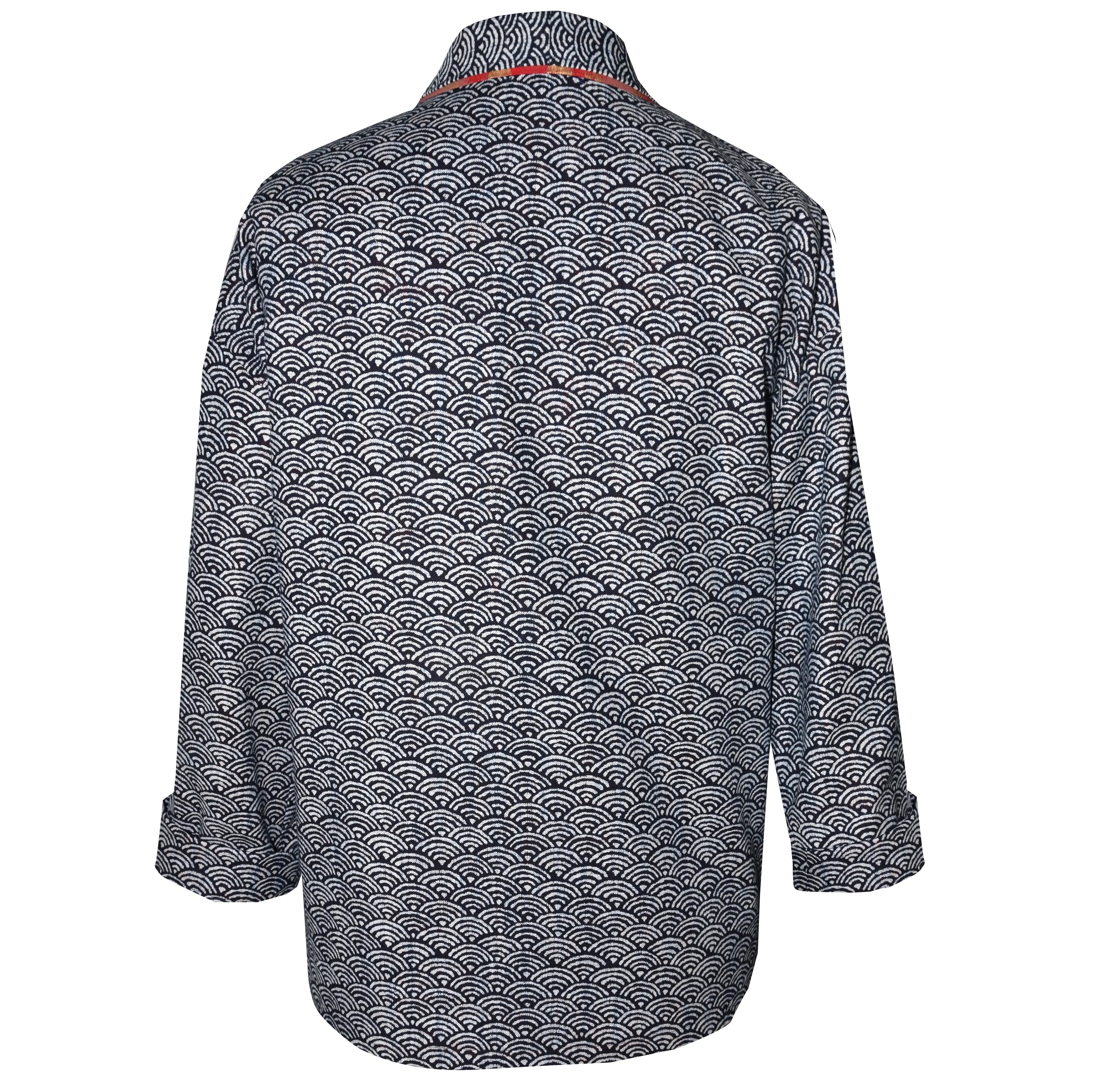 One of a Kind Indigo Cotton Kimono Jacket with Toggle Button