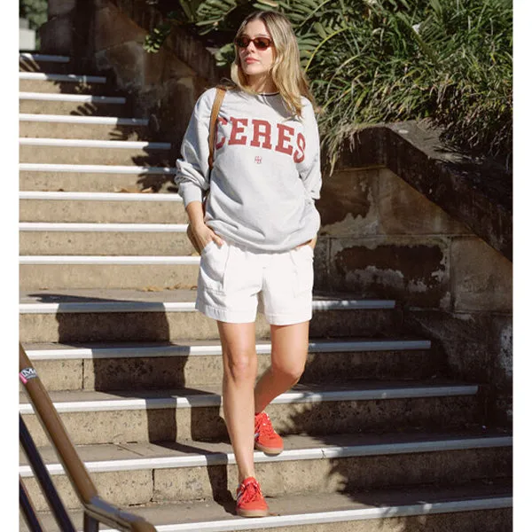 Oversized Slouchy Crew - Grey Marle Heritage Logo