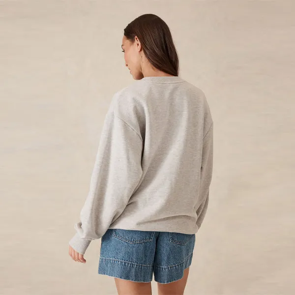 Oversized Slouchy Crew - Grey Marle Heritage Logo