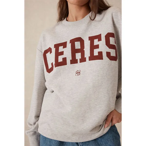Oversized Slouchy Crew - Grey Marle Heritage Logo