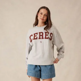 Oversized Slouchy Crew - Grey Marle Heritage Logo