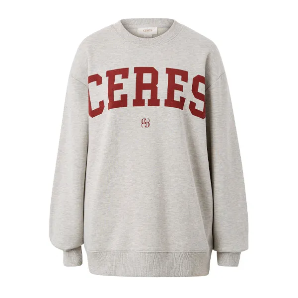 Oversized Slouchy Crew - Grey Marle Heritage Logo